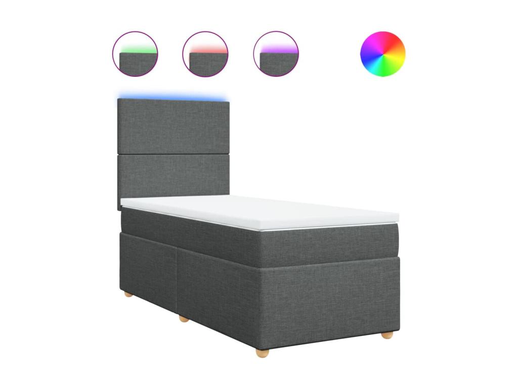 Bohometop bed base and mattress, dark grey, 90x190 cm, fabric, 12036TXBG