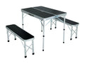 Camping table with 2 folding benches in black 29077MOPW
