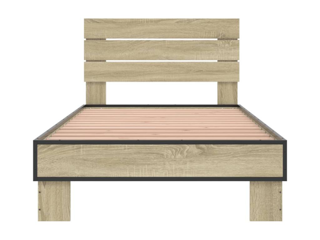Bohometop oak bed frame 100x200 cm engineered wood and metal 69495TWAB