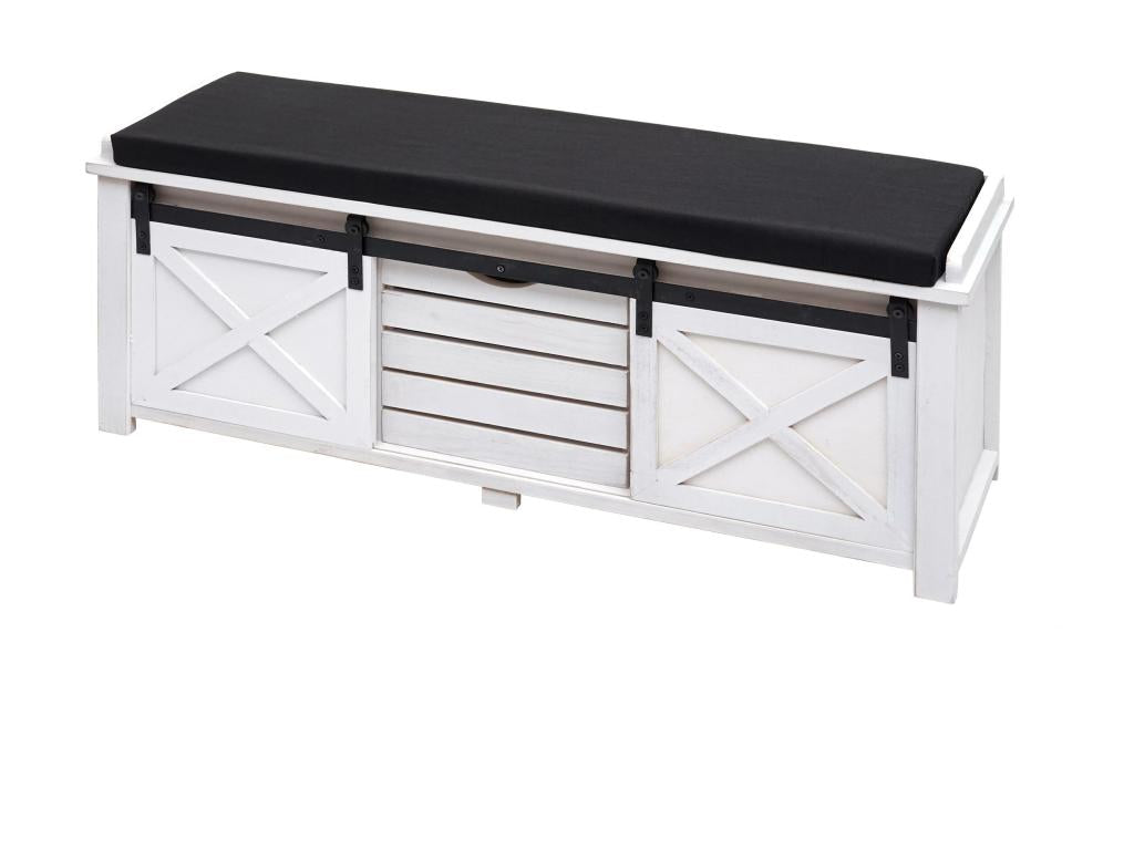 Bohometop-H53 Upholstered Bench with Storage Compartments, Metal and Solid Wood Finish, Bohometop Look, 43x102x33 cm, 61024AVCK