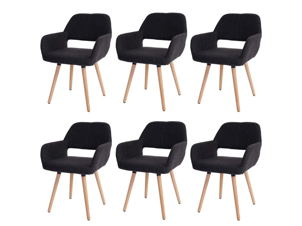 Bohometop-A50 II Dining Chair Set of 6 Dark Grey Fabric 43296RVXW