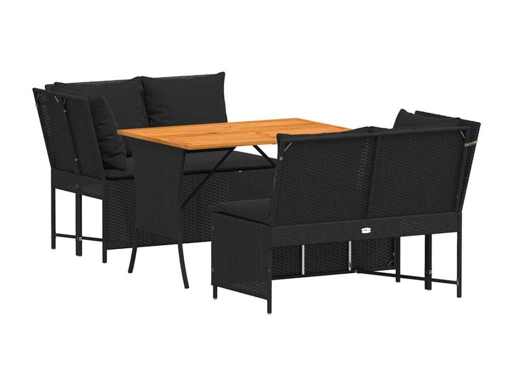 3-piece garden furniture set with cushions, black woven resin 84708VIRQ