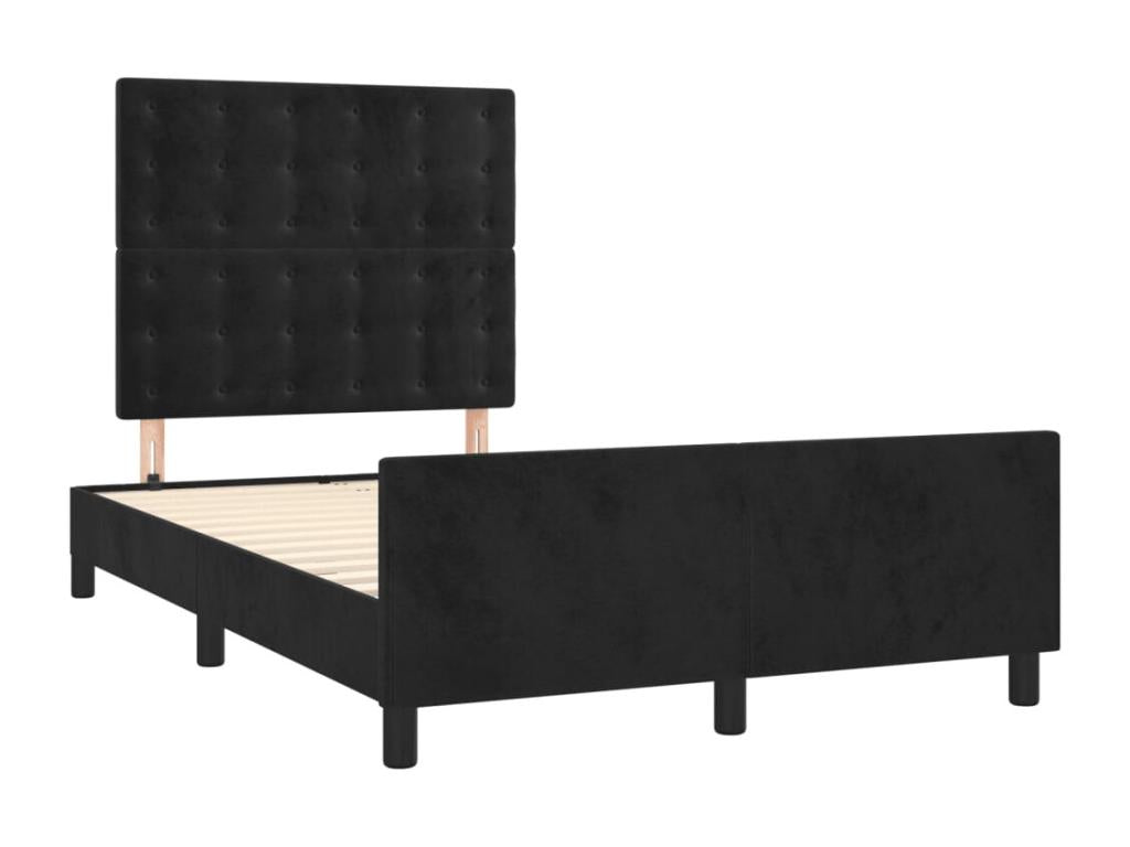 Black velvet bed frame without mattress, 120x190 cm, 95722UOAG