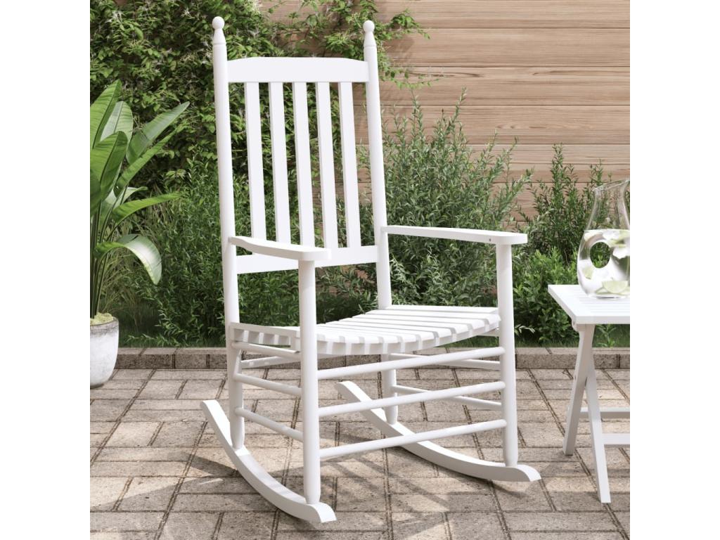 Rocking chairs with curved seats, set of 2, white solid fir wood, 71543SDOO