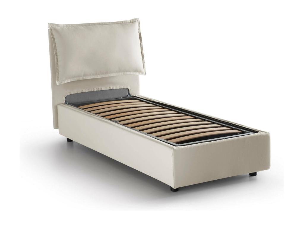 Bohometop Single Bed with Storage, Fabric Upholstery, Made in Italy, Front Opening, Suitable for a 90x200 cm Mattress, Beige 42093ILSY