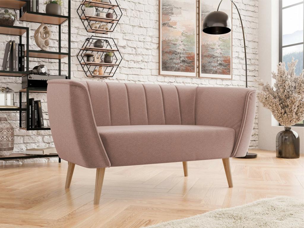 Bohometop 104 Pink Sofa 142x74x75cm Upholstery Wooden Legs 02661VAYD
