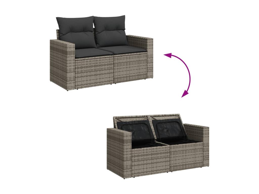 5-piece garden furniture set with grey resin wicker cushions 22734DQXM