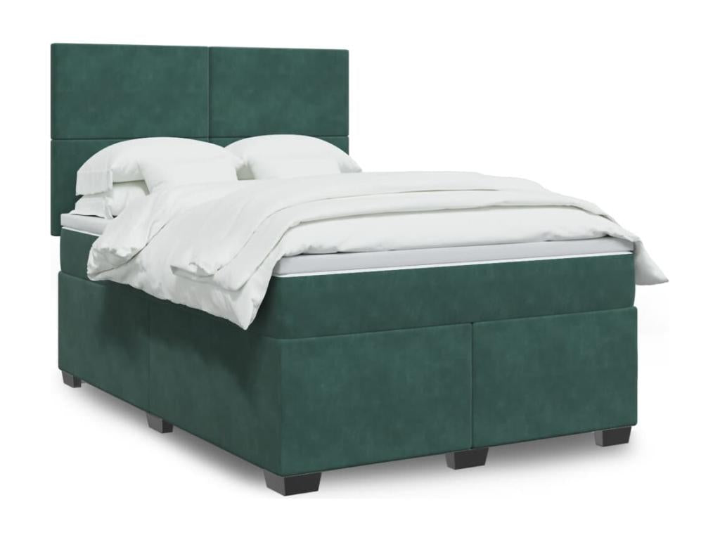 Bohometop bed base and mattress, dark green, 140x200cm, velvet, 77429NYXH