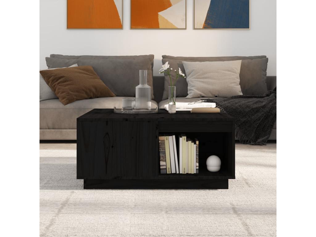 Coffee table, black, 80x81x36.5 cm, solid pine wood, 64284BREW