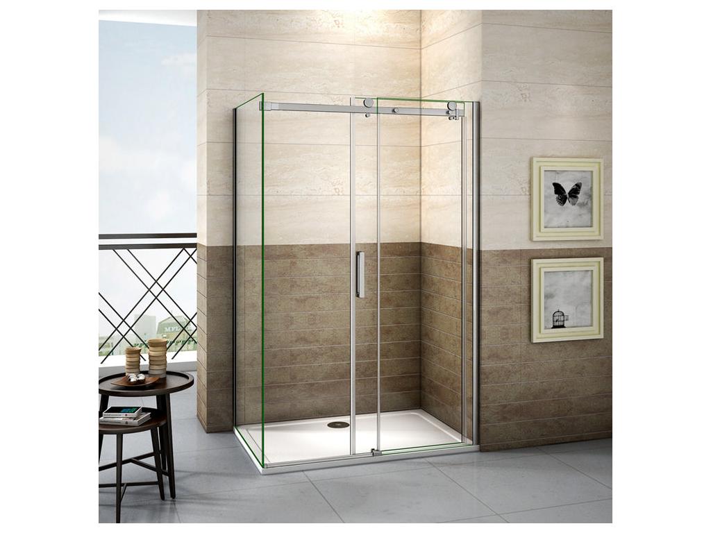 Sliding shower enclosure 160x80x195cm, 160cm shower door, 195cm side panel, 8mm anti-limescale glass, 38883WHVH