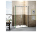 Sliding shower enclosure 160x80x195cm, 160cm shower door, 195cm side panel, 8mm anti-limescale glass, 38883WHVH