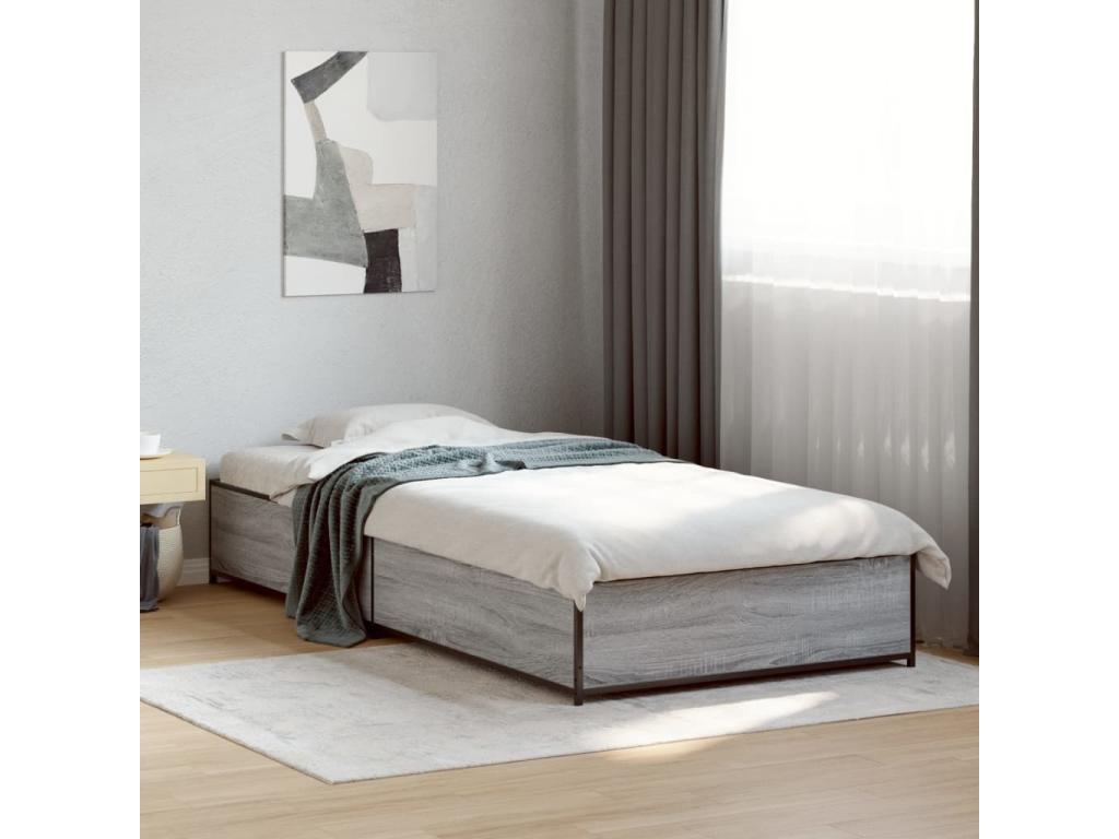 Bed frame without mattress Bohometop gray 100x200 cm 94482AAVE