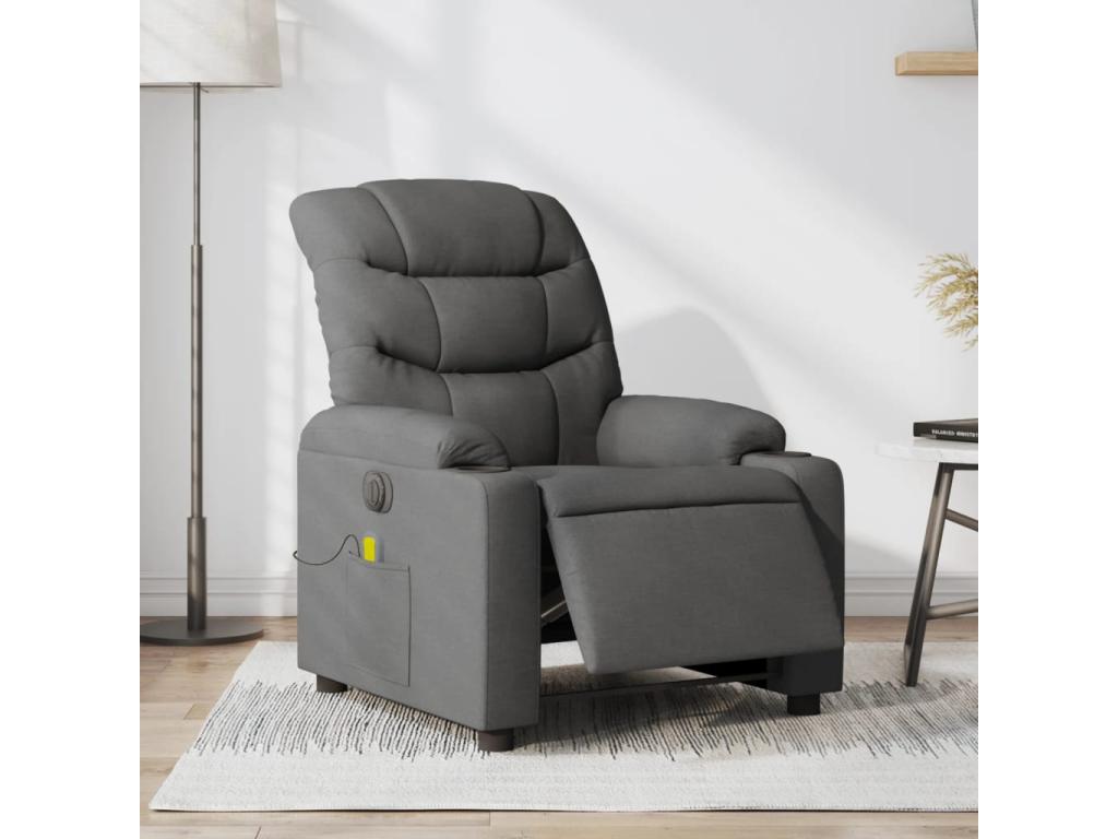 Dark grey fabric electric massage recliner 21655YOEY