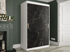 Bohometop 247 Wardrobe, Matte White - Black Marble, 200x120x62cm, Sliding Wardrobe Doors, 17329YBKE