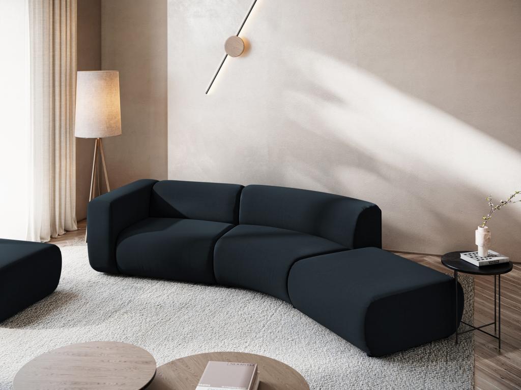 Modular 4-seater sofa in velvet - blue Homelumiere