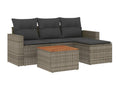 5-piece garden furniture set with grey resin wicker cushions 83366PTOF