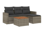 5-piece garden furniture set with grey resin wicker cushions 83366PTOF