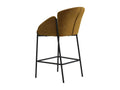 Homelumiere Luxury Mustard Fabric and Black Metal Bar Stool x2