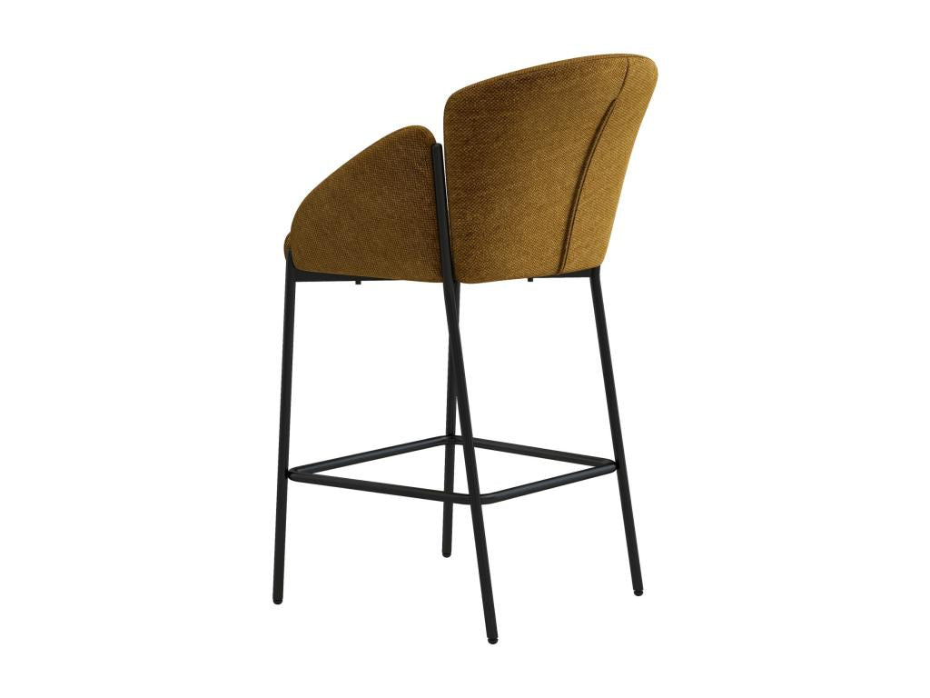 Homelumiere Luxury Mustard Fabric and Black Metal Bar Stool x2