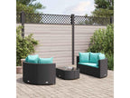 5-piece garden furniture set with cushions, black woven resin, 67124ICDN