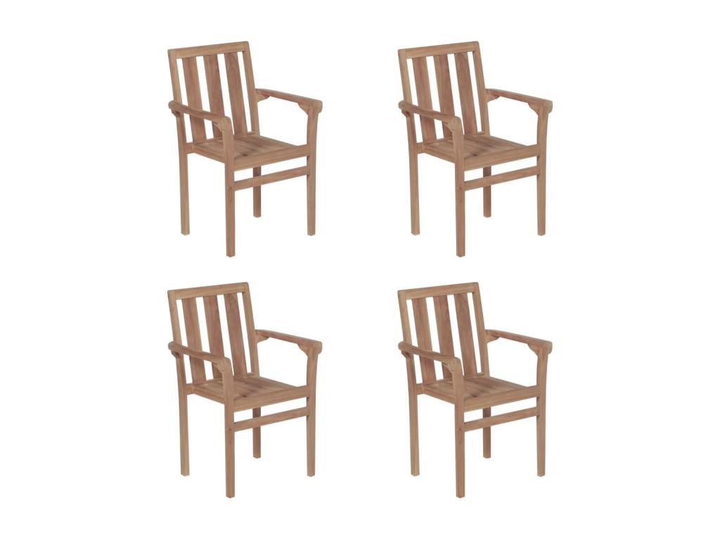 Stackable garden chairs with cushions, 4 pieces, solid teak, 19237GTWX