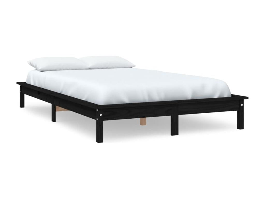 Black bed frame 120x200 cm Solid pine wood