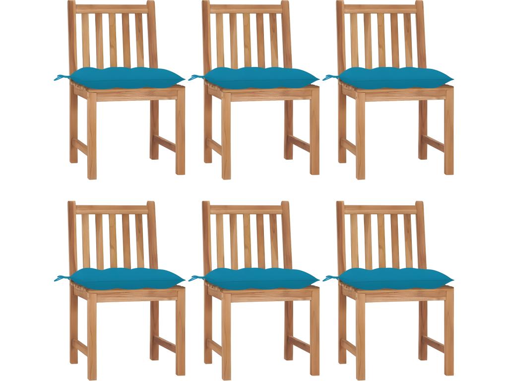 Set of 6 garden chairs with cushions, solid teak wood, 89672GOCW