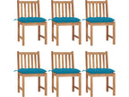 Set of 6 garden chairs with cushions, solid teak wood, 89672GOCW