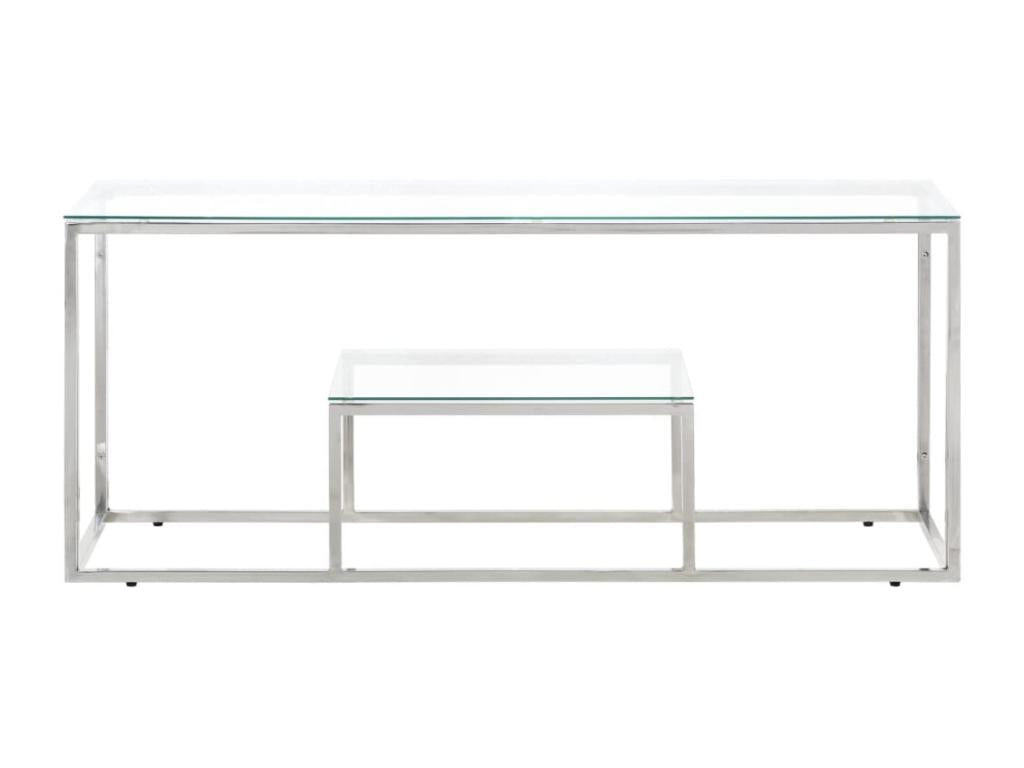 Silver coffee table in stainless steel and tempered glass 50061WDZC