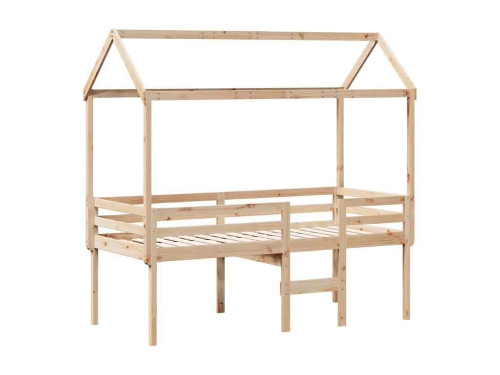 High bed with roof 90x200 cm solid pine wood 79746RLDX