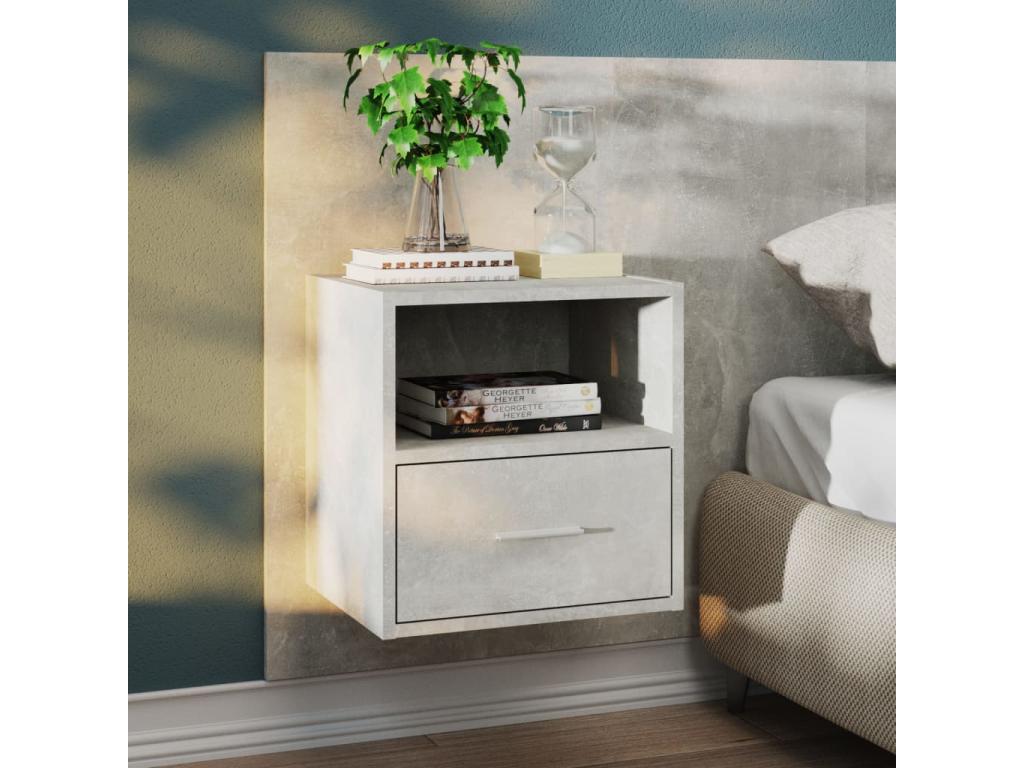 2-Piece Wall-Mounted Bedside Tables, Concrete Grey 72659FUVU