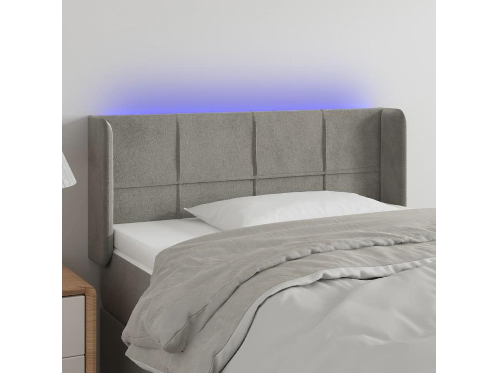 Light Grey LED Headboard 103x16x78/88 cm Velvet 43123AQCR