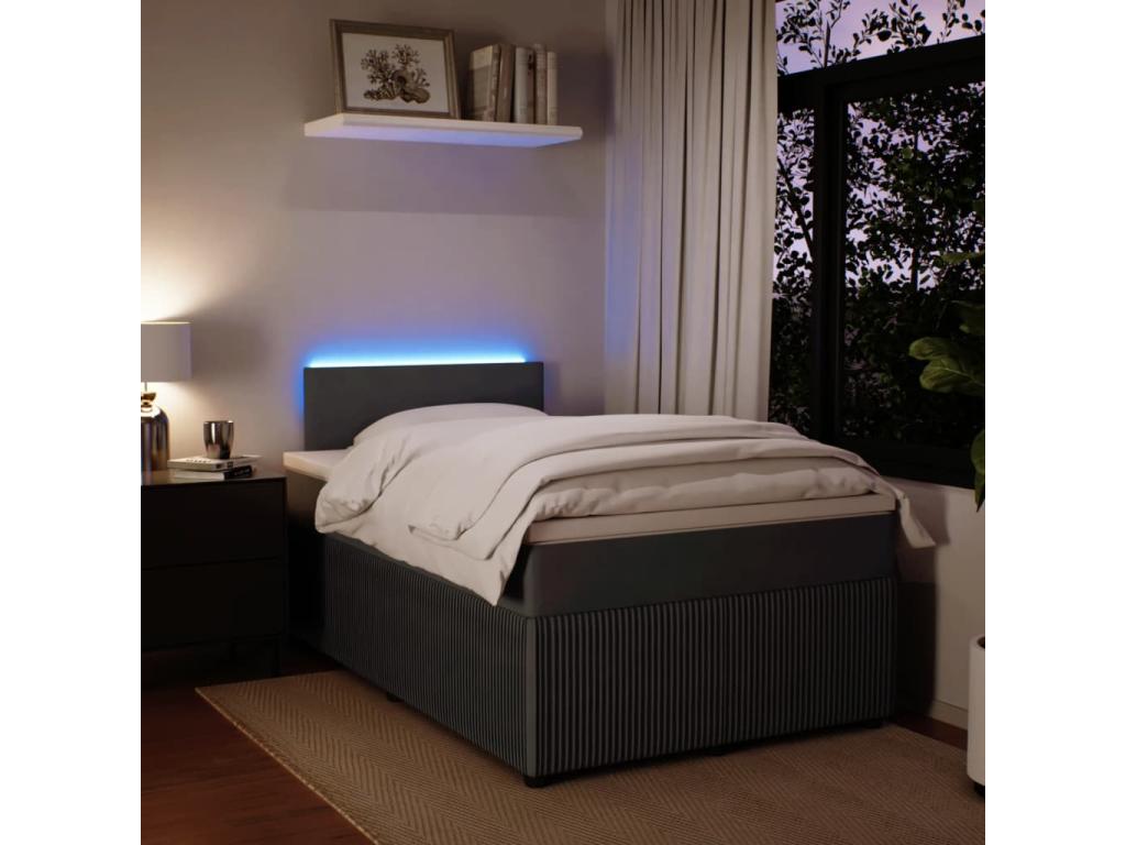 Bohometop bed base and dark grey 120x190cm velvet mattress 99192VEIW