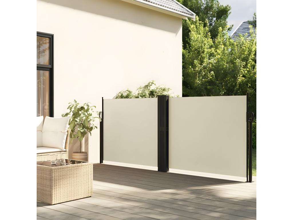 Cream retractable side awning 140x1000 cm 40650TRSD