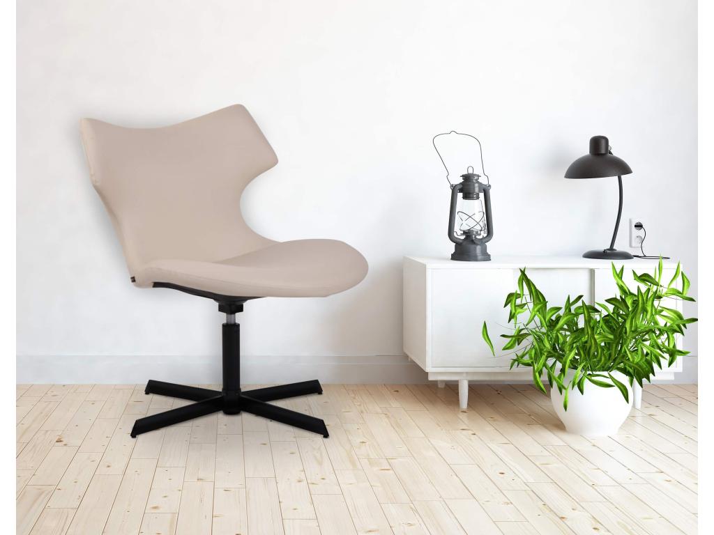 Gondola chair - Faux leather / Matte black metal - Cream - Bohometop 40968OYAC