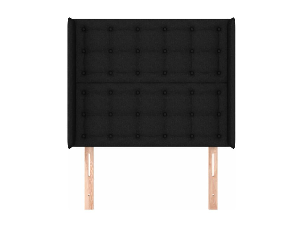 Headboard with wings, Black, 93x16x118/128 cm, Fabric, 24225YWHZ