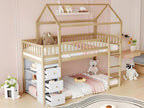 Bunk bed 90x200cm in solid wood - with drawers and shelves - Natural 49385WLWY
