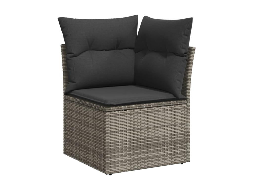Garden furniture set with cushions, 7 pieces, grey woven resin, 50212LEGX