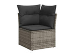 Garden furniture set with cushions, 7 pieces, grey woven resin, 50212LEGX