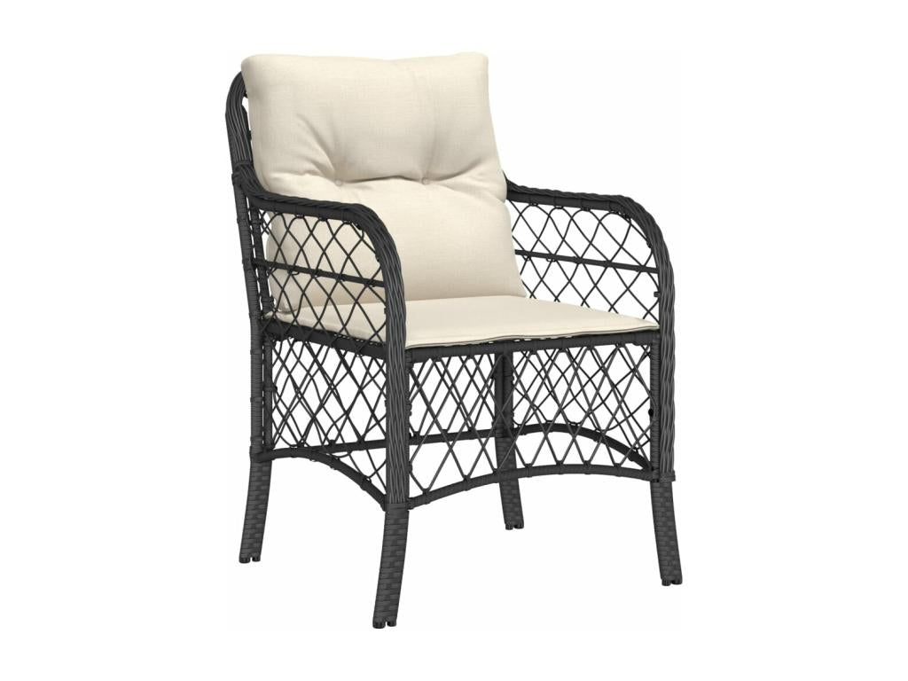 7-Piece Garden Dining Set with Cushions, Black Wicker Resin 78368SJDR