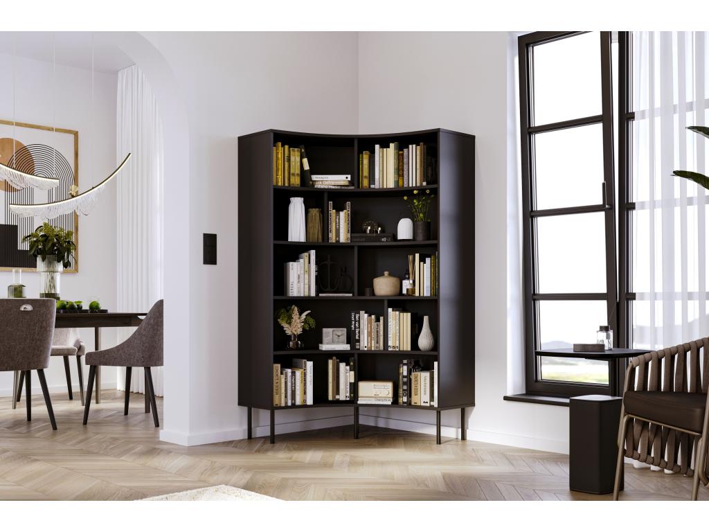 Bohometop modern black corner bookcase with black legs / 100 cm 86956JJCF