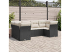 6-piece garden furniture set with cushions, black woven resin, 67101QKLY