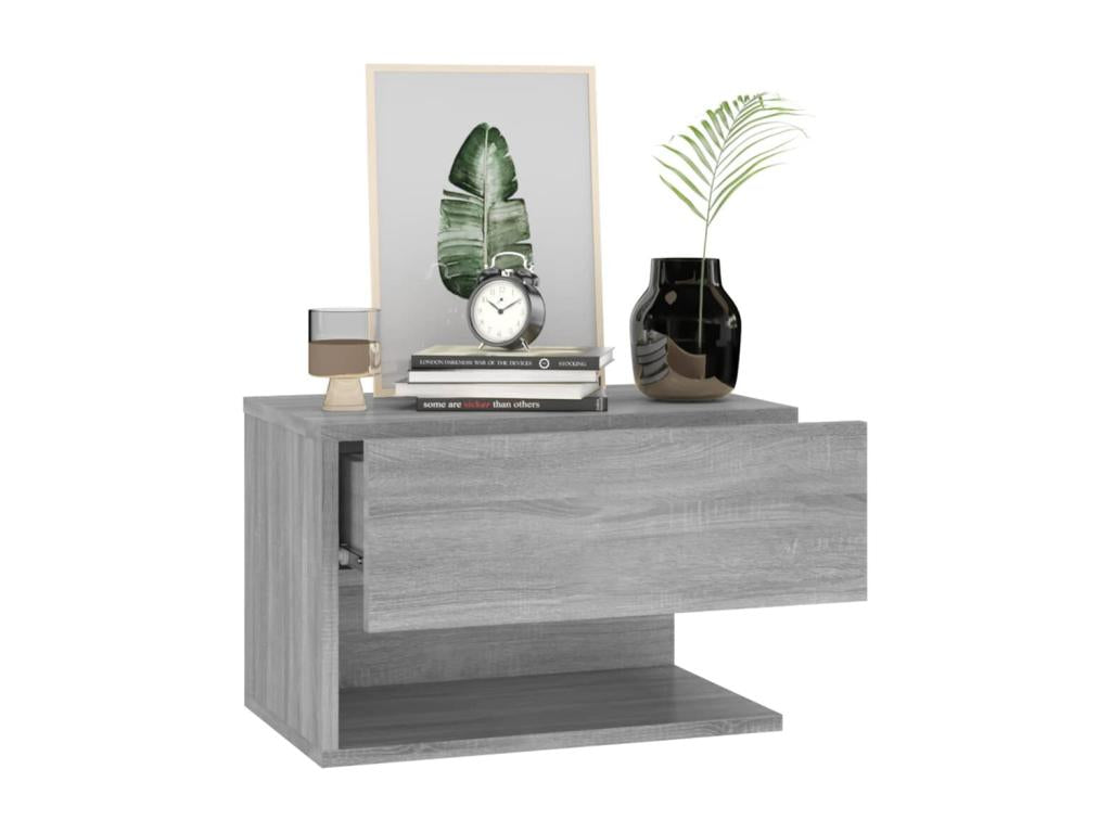 Homelumiere 2-piece wall-mounted bedside tables, grey