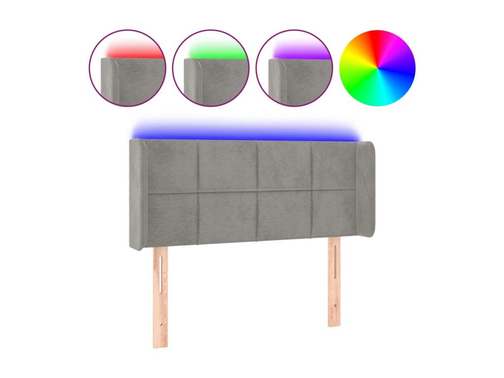 Light Grey LED Headboard 103x16x78/88 cm Velvet 43123AQCR