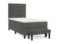 Upholstered bed base and mattress, Dark Grey, 90x200 cm, Velvet, 86800SKNW