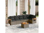 7-piece garden furniture set with cushions, grey wicker resin, 97269XEWO