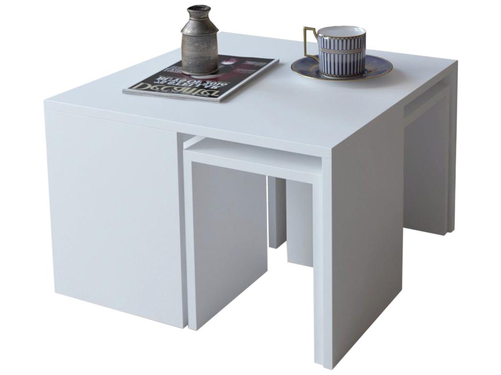 Bohometop side table set, melamine-faced chipboard in white, 60x36.8x60 cm, 18062JXDF