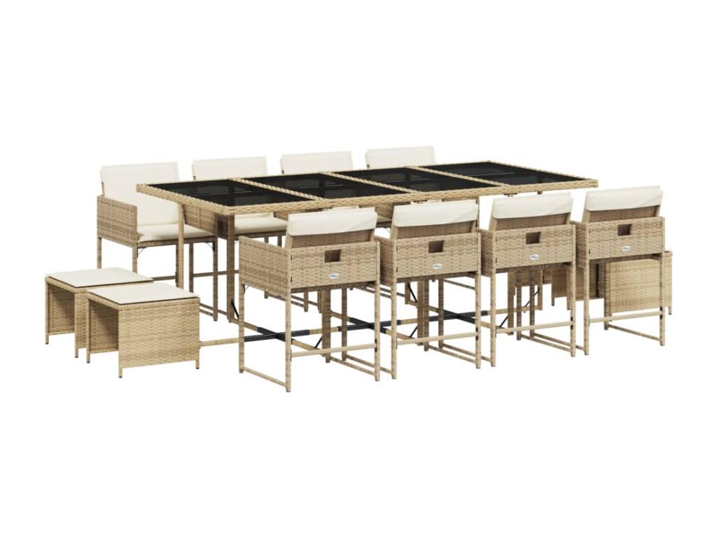 13-piece beige garden dining set with cushions 88099NZUL