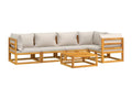 6-piece garden furniture set with light grey cushions, solid wood 14263QWUO