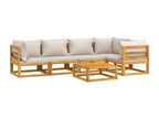 6-piece garden furniture set with light grey cushions, solid wood 14263QWUO